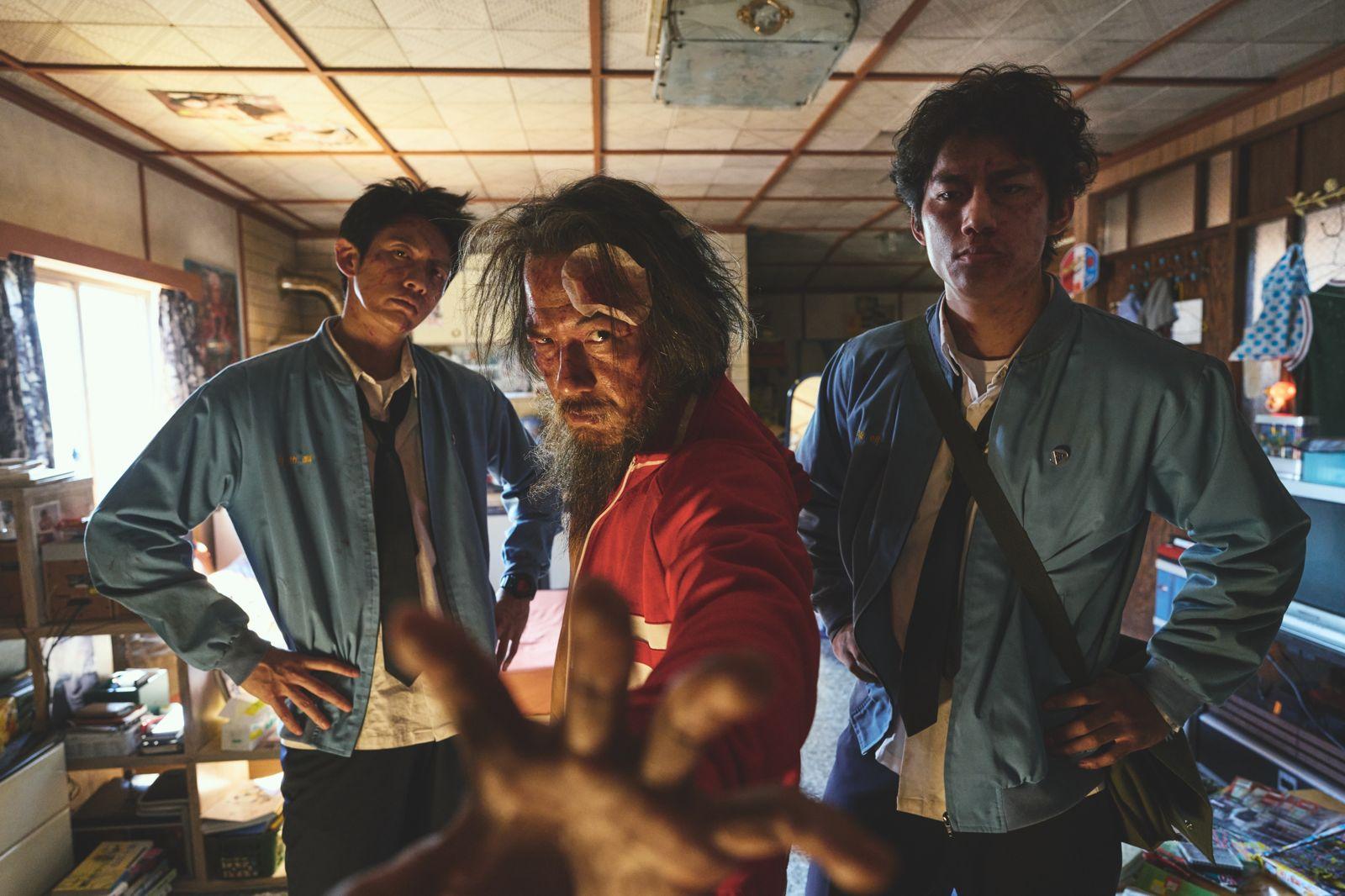 柯震东（左起）、戴立忍、朱轩洋主演九把刀编导的电影“功夫”。麻吉砥加提供